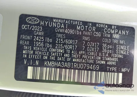2024 Hyundai Kona Se из США, поврежденный, VIN KM8HA3AB1RU079469